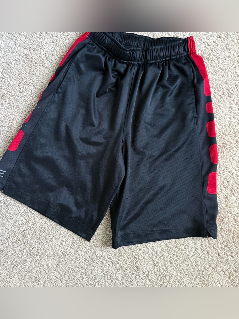 Boy’s Nike Black Elite Shorts with Red Side Panels (M)